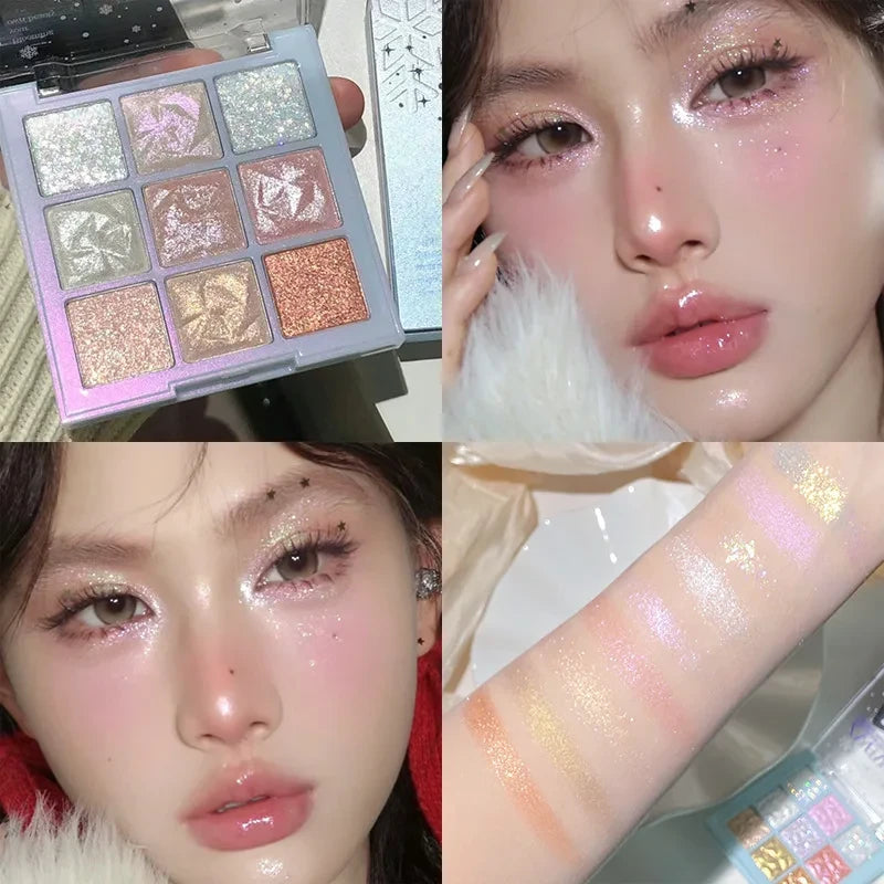9 Colors Glitter Snowflake Eyeshadow Palette